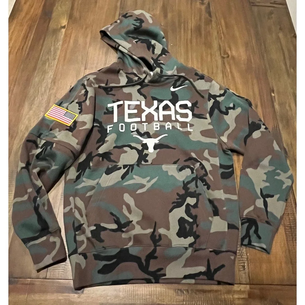 Nike Texas Football Military Appreciation Official On Field Camo Hoodie Men's Sm